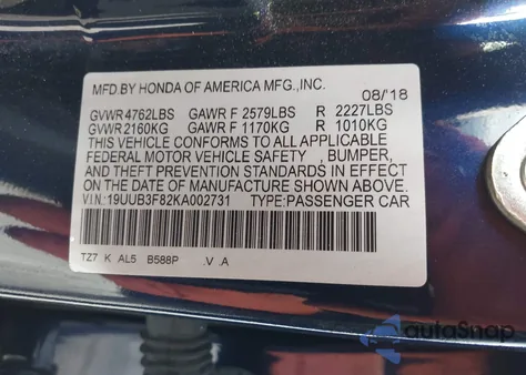 2019 Acura Tlx Advance Pkg из США, поврежденный, VIN 19UUB3F82KA002731